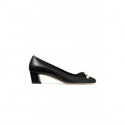 JIMMY CHOO ELME 45 BLACK NAPPA LEATHER PUMPS ELME45NAP